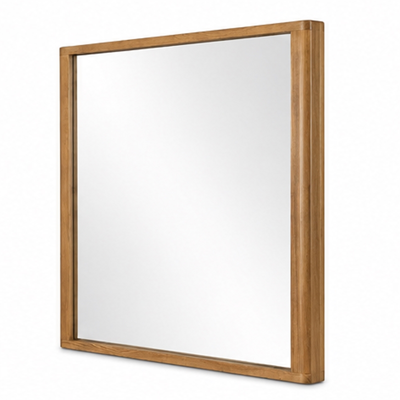 Sery Vanity Dresser Mirror- Rustic Oak Brown Wood Frame- 40x42