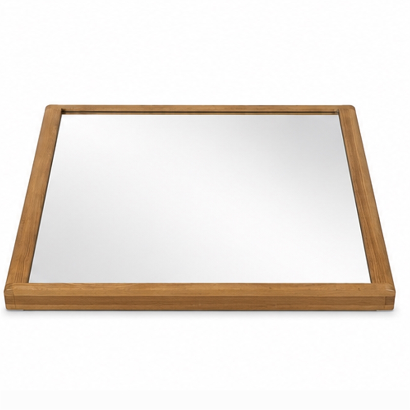 Sery Vanity Dresser Mirror- Rustic Oak Brown Wood Frame- 40x42