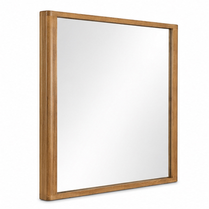 Sery Vanity Dresser Mirror- Rustic Oak Brown Wood Frame- 40x42