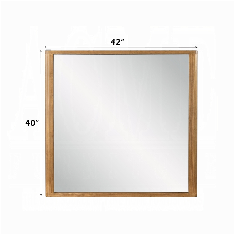 Sery Vanity Dresser Mirror- Rustic Oak Brown Wood Frame- 40x42