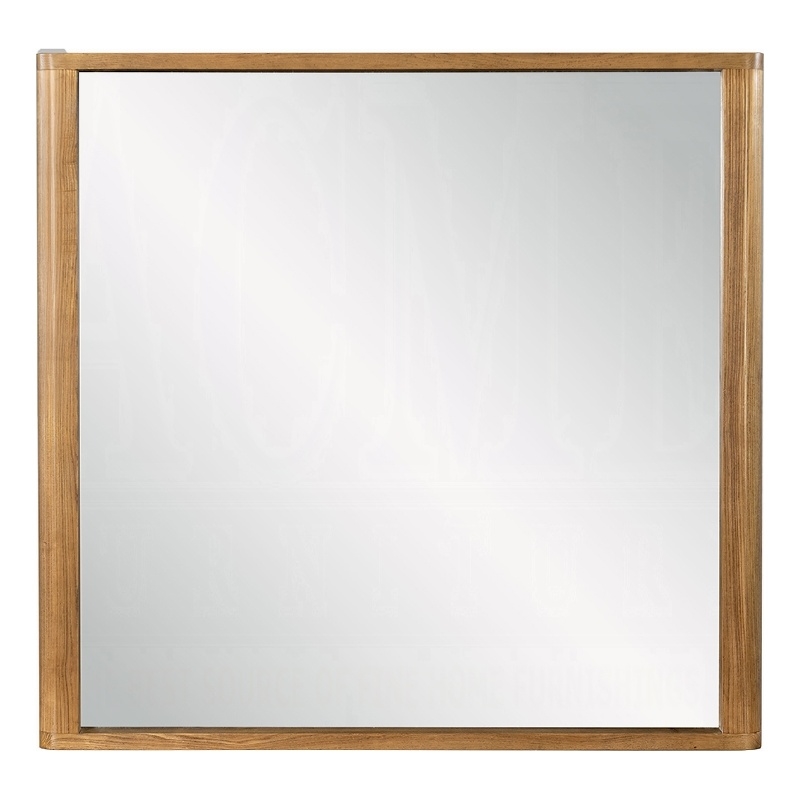 Sery Vanity Dresser Mirror- Rustic Oak Brown Wood Frame- 40x42