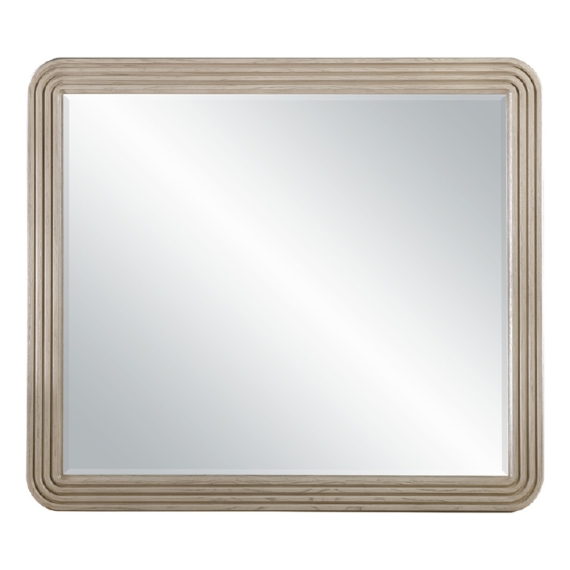 Dery Vanity Dresser Mirror- Ridged Wood Frame- Light Oak Brown- 42x48