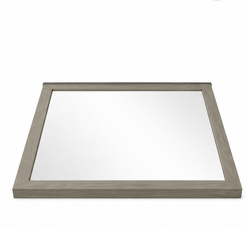 Anna Vanity Dresser Mirror- Weathered Gray Wood Frame- 40 Inch Square