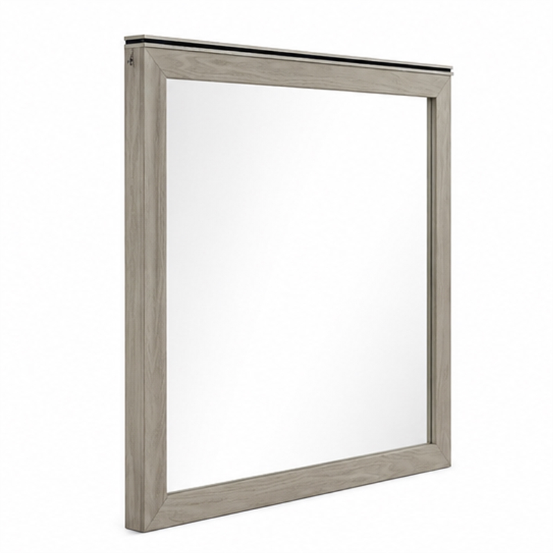 Anna Vanity Dresser Mirror- Weathered Gray Wood Frame- 40 Inch Square