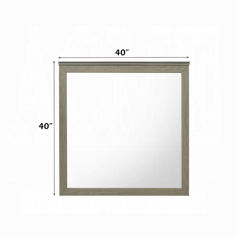 Anna Vanity Dresser Mirror- Weathered Gray Wood Frame- 40 Inch Square