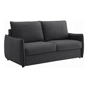 Convertible Sofa with Pullout Queen Bed- Charcoal Gray Chenille- 78 Inch