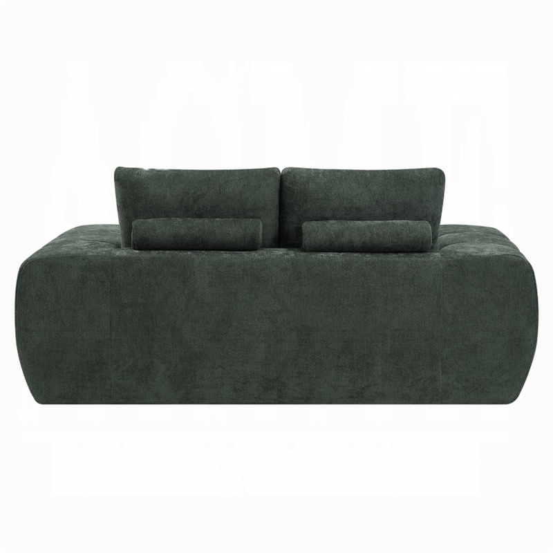 Joe Compressed Sofa- Track Arms- Grid Tufted Green Linen- 76 Inch