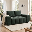 Joe Compressed Sofa- Track Arms- Grid Tufted Green Linen- 76 Inch