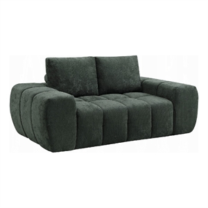 Joe Compressed Sofa- Track Arms- Grid Tufted Green Linen- 76 Inch