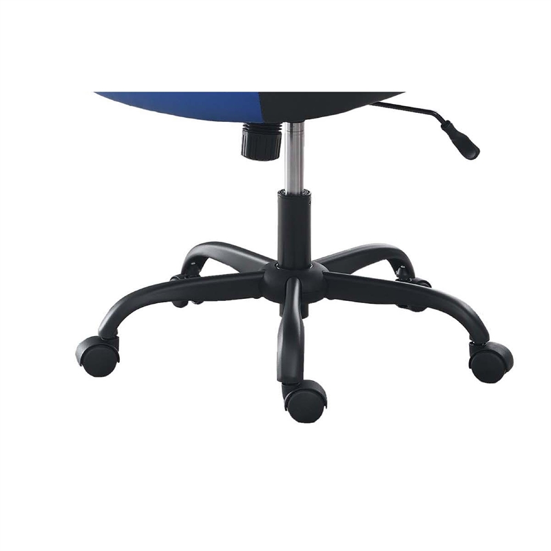 Gaming Office Chair w Casters- Foam Fill Black and Blue Faux Leather