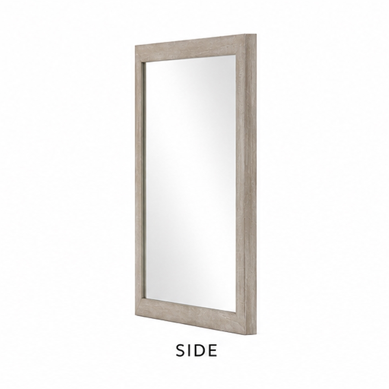 Dabu Dresser Mirror- Framed Design- Light Gray Wood- 37x39 Rectangular