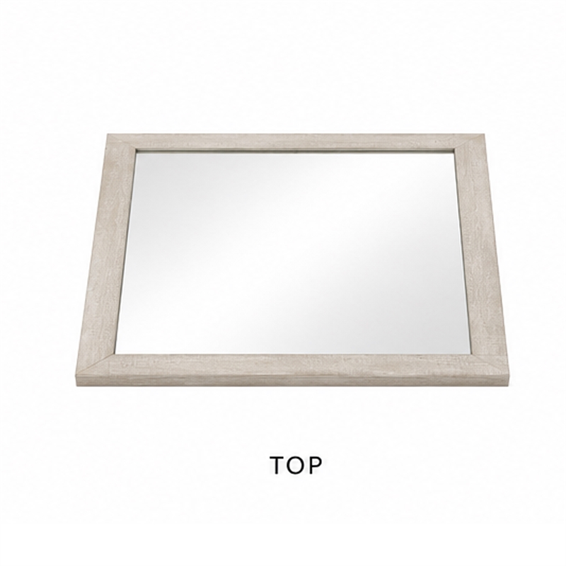 Dabu Dresser Mirror- Framed Design- Light Gray Wood- 37x39 Rectangular