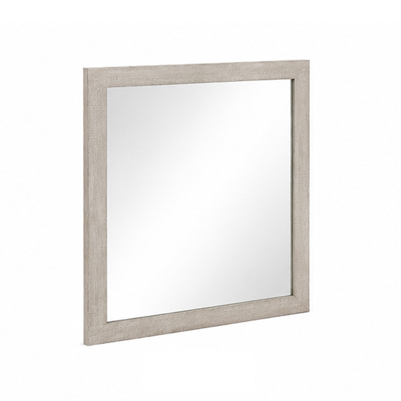 Dabu Dresser Mirror- Framed Design- Light Gray Wood- 37x39 Rectangular
