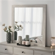 Dabu Dresser Mirror- Framed Design- Light Gray Wood- 37x39 Rectangular