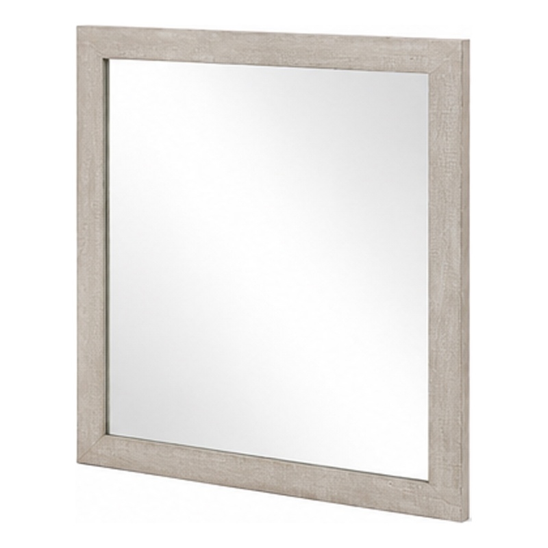 Dabu Dresser Mirror- Framed Design- Light Gray Wood- 37x39 Rectangular