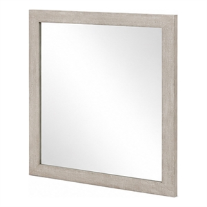 Dabu Dresser Mirror- Framed Design- Light Gray Wood- 37x39 Rectangular