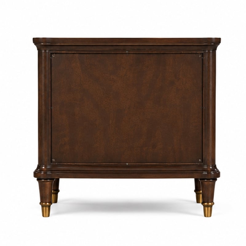 Raam Side End Table- 24 Inch Top with Lower Shelf- Dark Cherry Brown