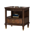 Raam Side End Table- 24 Inch Top with Lower Shelf- Dark Cherry Brown