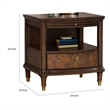 Raam Side End Table- 24 Inch Top with Lower Shelf- Dark Cherry Brown