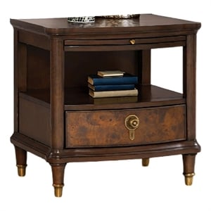 Raam Side End Table- 24 Inch Top with Lower Shelf- Dark Cherry Brown