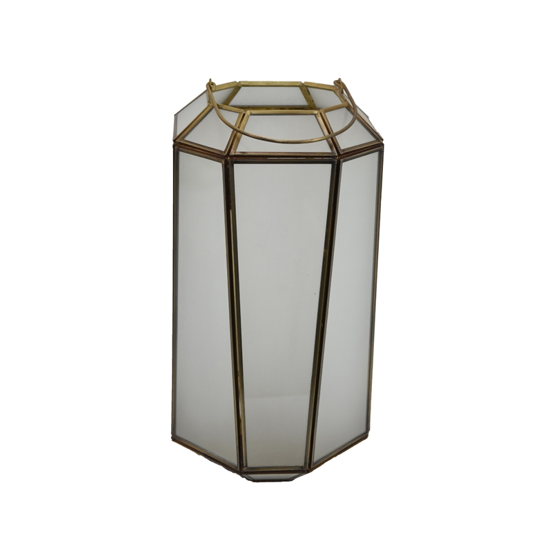 Raha Vintage Lantern with Frosted Glass Panels- Bronze Metal Frame 13 Inch