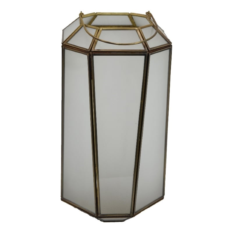 Raha Vintage Lantern with Frosted Glass Panels- Bronze Metal Frame 13 Inch