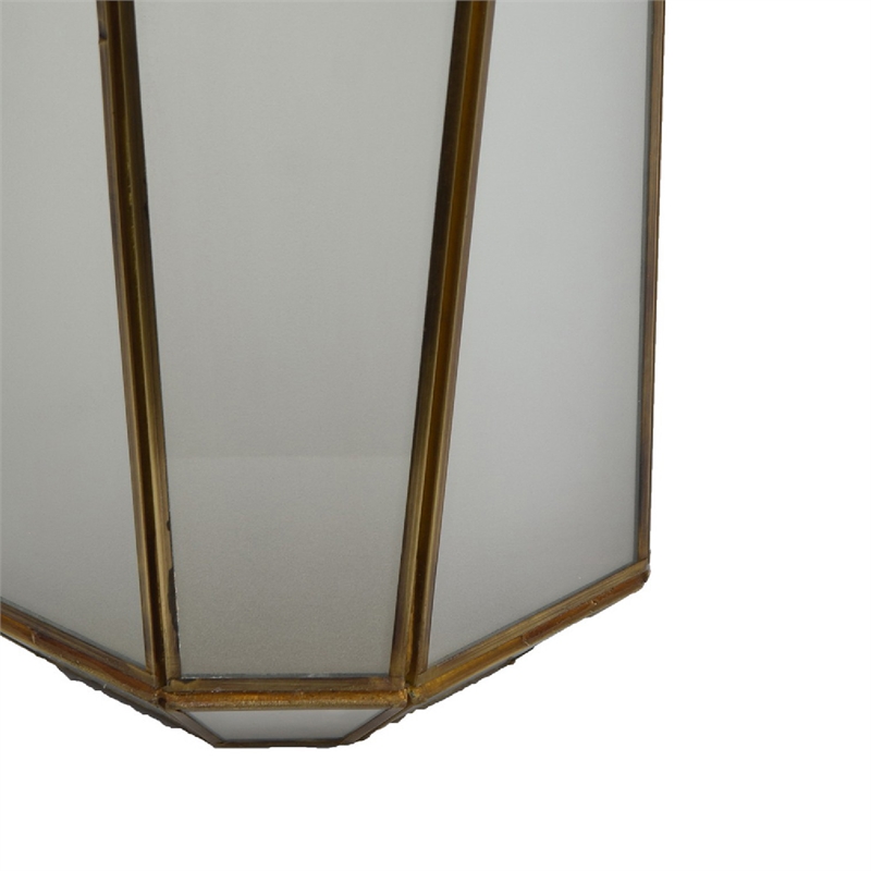 Raha Vintage Lantern with Frosted Glass Panels- Bronze Metal Frame 11 Inch