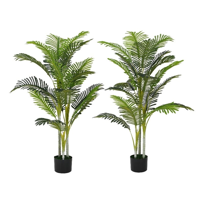 Rita Artificial Palm Tree- Set of 2- Iron- Green Poly Silk 61 Inch