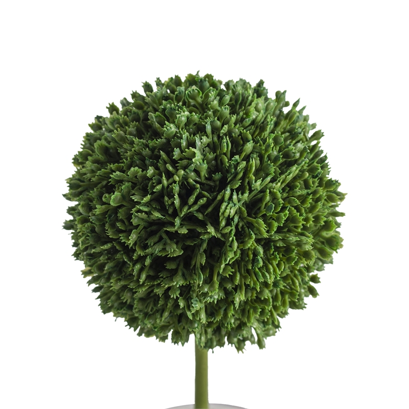 Faux Mini Topiary Plant- Set of 3- Cream Pots- Lifelike Poly Silk 10 Inch