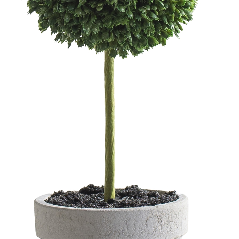 Faux Mini Topiary Plant- Set of 3- Cream Pots- Lifelike Poly Silk 10 Inch