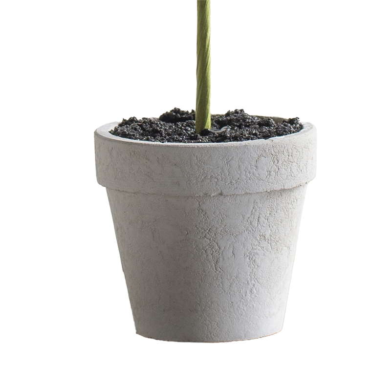 Faux Mini Topiary Plant- Set of 3- Cream Pots- Lifelike Poly Silk 10 Inch