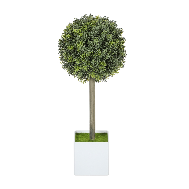 Marcy Artificial Topiary Plants Set- 114 Poly Silk Lifelike Leaves 18 Inch