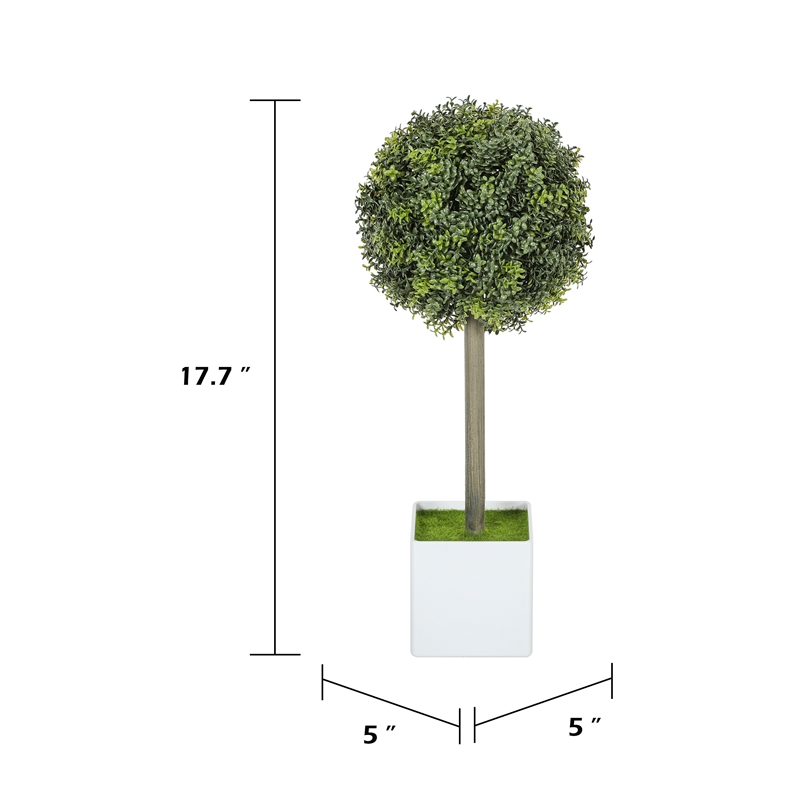 Marcy Artificial Topiary Plants Set- 114 Poly Silk Lifelike Leaves 18 Inch