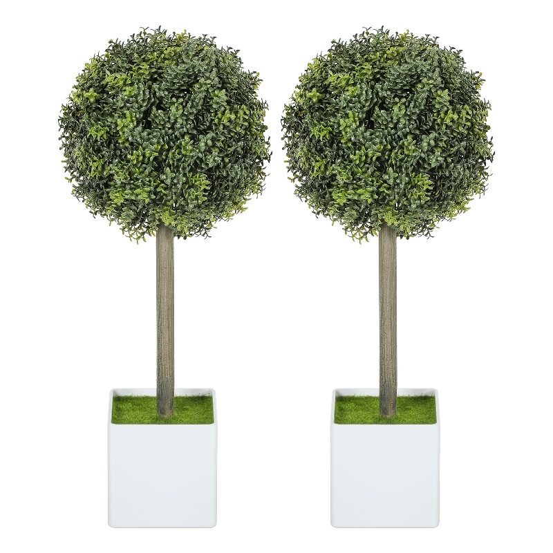 Marcy Artificial Topiary Plants Set- 114 Poly Silk Lifelike Leaves 18 Inch