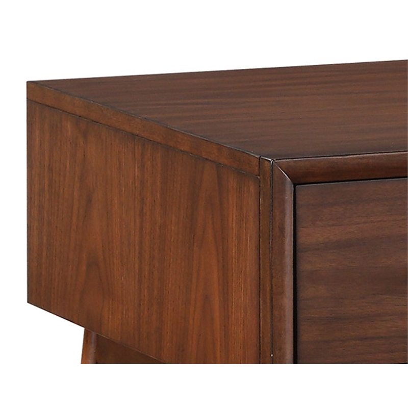 Writing Desk- 3 Drawers- Trestle w Stretcher- Nickel Knobs- Brown 51 Inch