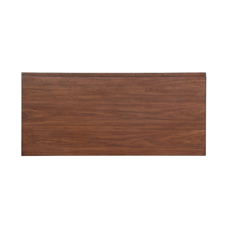 Writing Desk- 3 Drawers- Trestle w Stretcher- Nickel Knobs- Brown 51 Inch