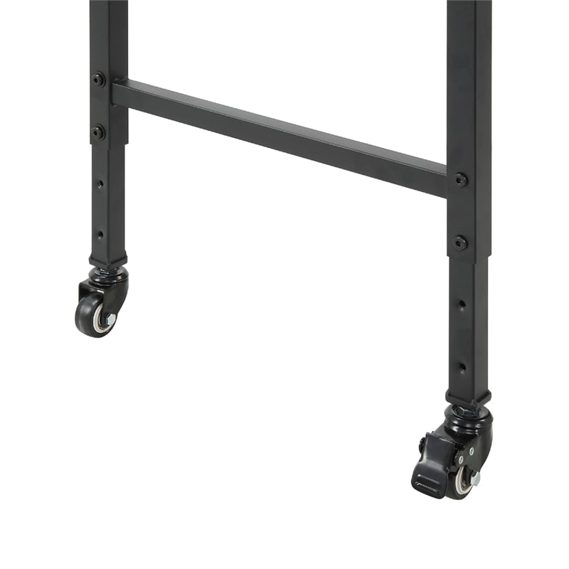 Sumi Overbed Desk- Adjustable Height- Rustic Brown- Black Metal 72 Inch