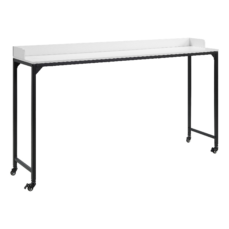 Sumi Overbed Desk- Adjustable Height- White Wood- Black Metal 72 Inch