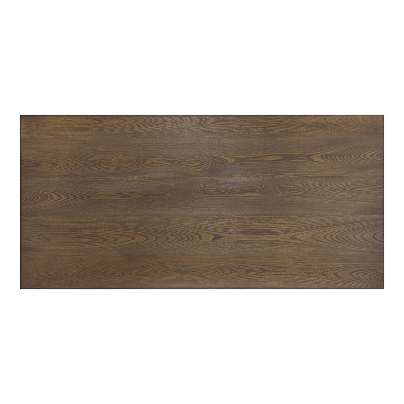 Meza Counter Height Writing Desk- 6 Shelves- Brown- Black Metal 60 Inch