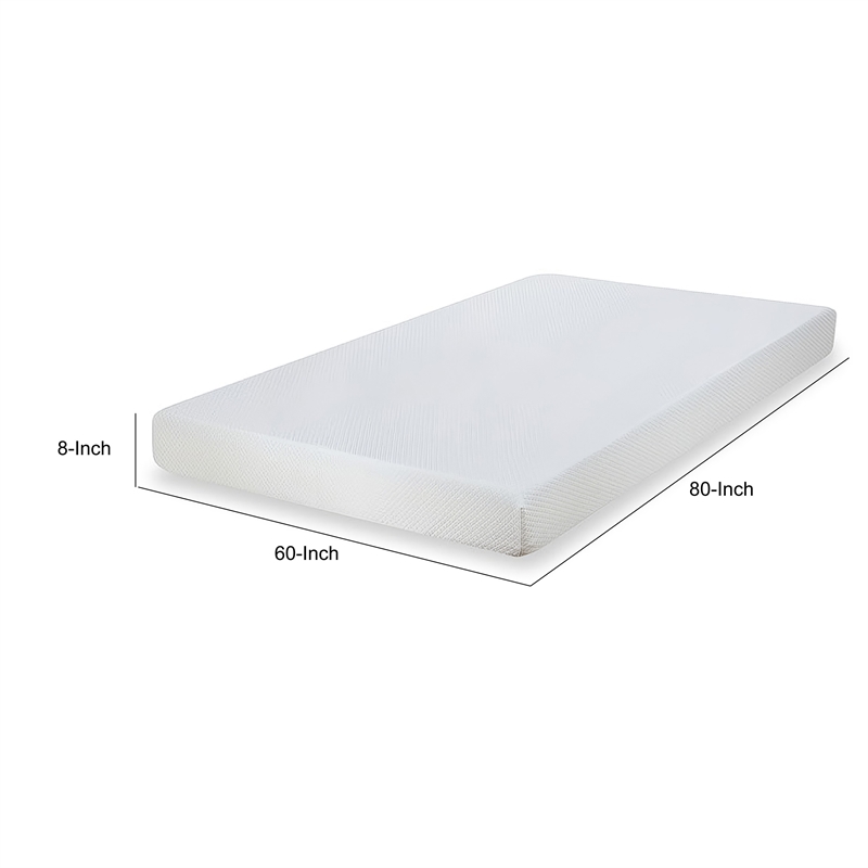 Aysa Queen Size Mattress- Memory Foam- White Polyester Cover- 8 Inch