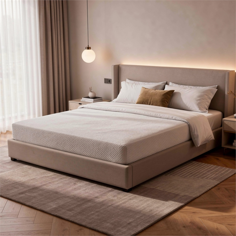 Aysa Queen Size Mattress- Memory Foam- White Polyester Cover- 8 Inch