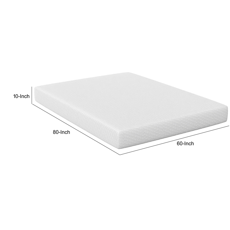 Aysa Queen Size Mattress- Memory Foam- White Polyester Cover- 10 Inch