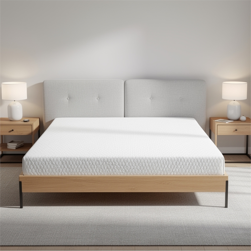 Aysa Queen Size Mattress- Memory Foam- White Polyester Cover- 10 Inch