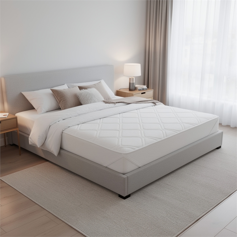 Aysa King Size Mattress- Memory Foam- White Polyester Cover- 12 Inch
