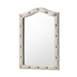 Rex Dresser Mirror- Beige Upholstery- Crystal Accent Camelback Frame- 22x30