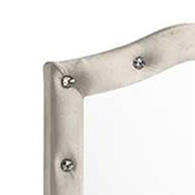 Rex Dresser Mirror- Beige Upholstery- Crystal Accent Camelback Frame- 22x30