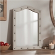 Rex Dresser Mirror- Beige Upholstery- Crystal Accent Camelback Frame- 22x30