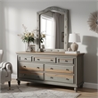 Rex Dresser Mirror- Beige Upholstery- Crystal Accent Camelback Frame- 22x30