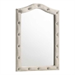 Rex Dresser Mirror- Beige Upholstery- Crystal Accent Camelback Frame- 22x30
