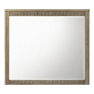 Leky Dresser Mirror- Ribbed Wooden Frame- Antique Oak Brown- 38x43